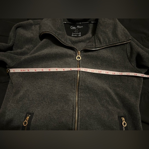 Calvin Klein fleece jacket grey with gold accents size medium - Picture 6 of 7